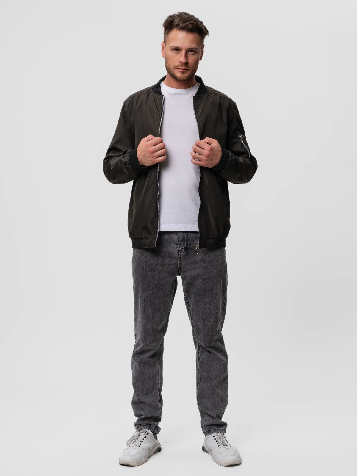 Męska kurtka typu bomber o kroju slim fit z zamkiem błyskawicznym - J&B; - 5 - Livia-Moda