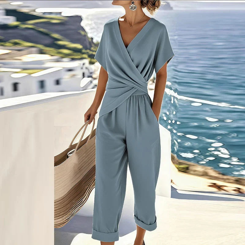 Luna – Women Elegant wrap-style jumpsuit - Image 1