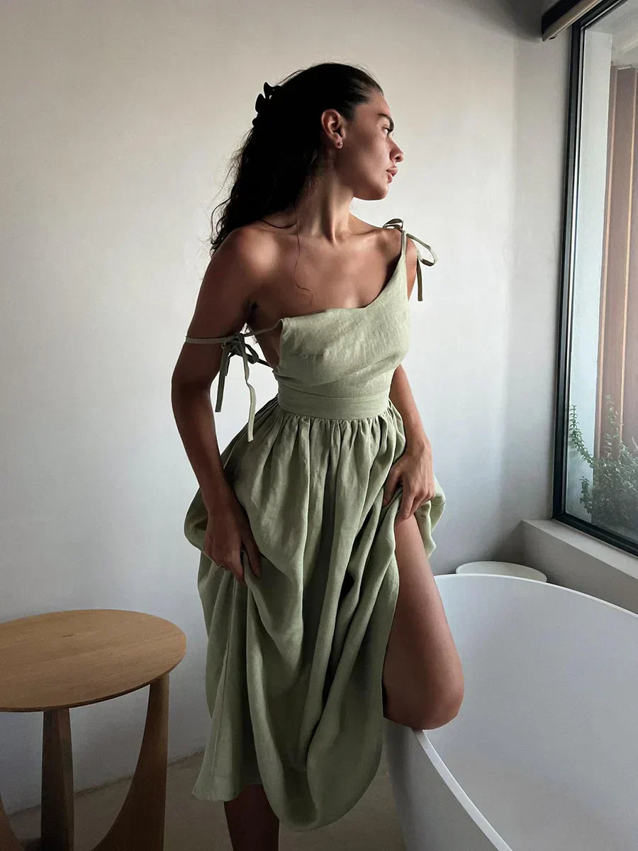 Laura – Elegant V-neck Strap Dress - Image 6