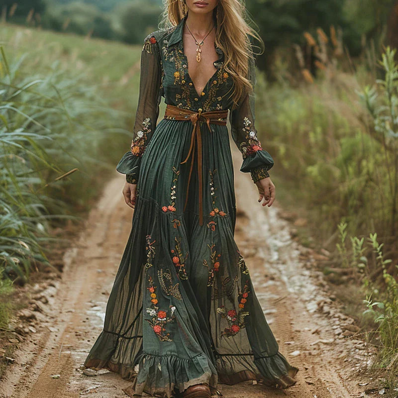 Erika – Floral Bohemian Dress - Image 1