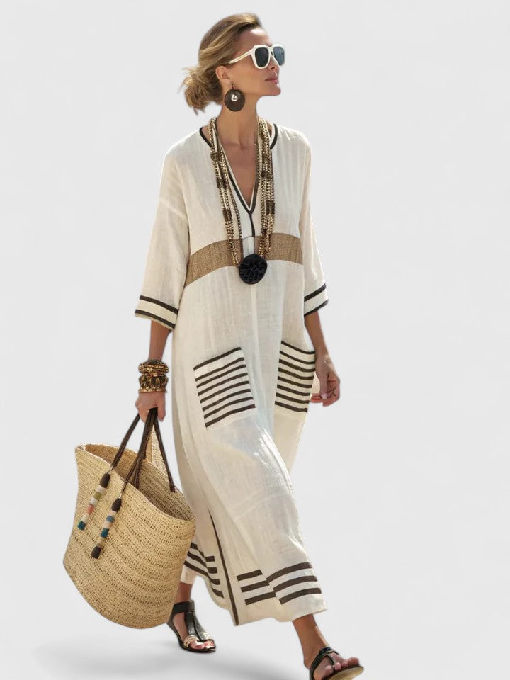 Celeste – V-neck Five Quarter Sleeve Dress - Image 2