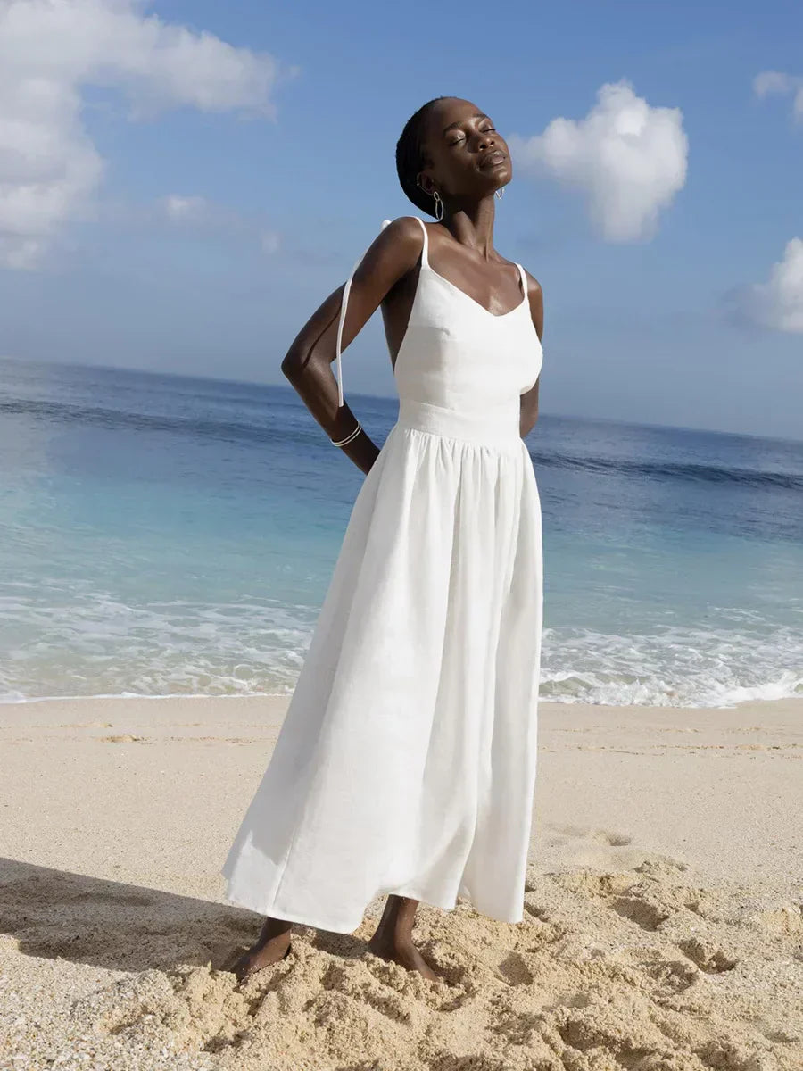 Laura – Elegant V-neck Strap Dress - Image 3