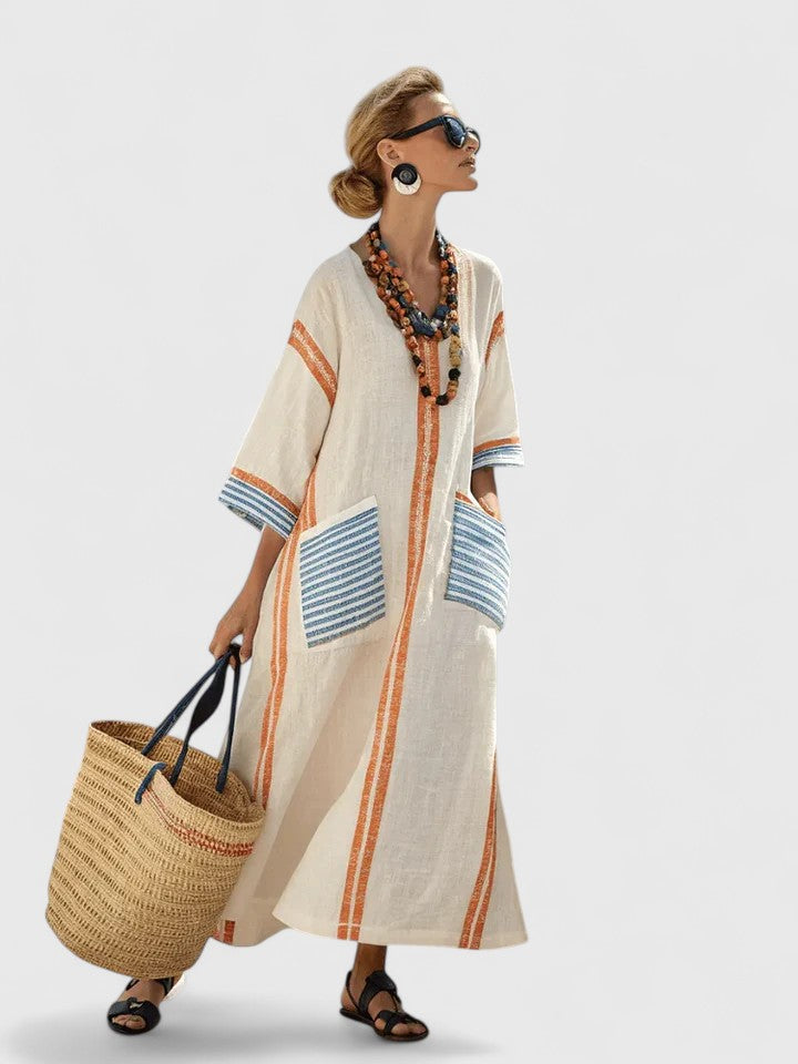 Celeste – V-neck Five Quarter Sleeve Dress - Image 5