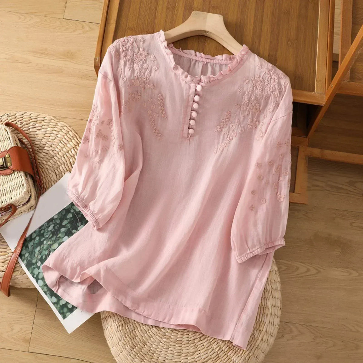Nele – Embroidered Button-Front Blouse - Image 2
