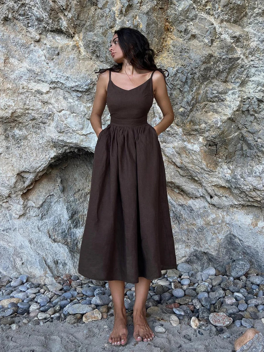 Laura – Elegant V-neck Strap Dress - Image 4