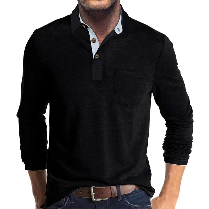 Kevin – Stylish Long Sleeve Polo Shirt - Image 1