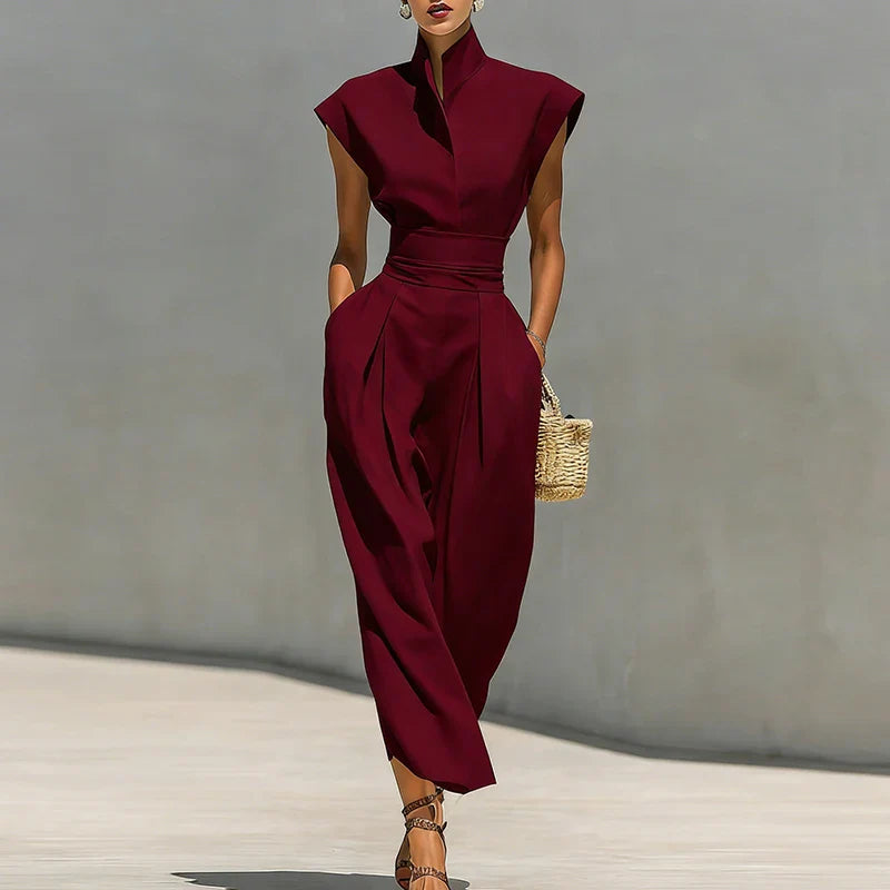 Elegant Women's Midi Dress with Pleated Detail - Image 1