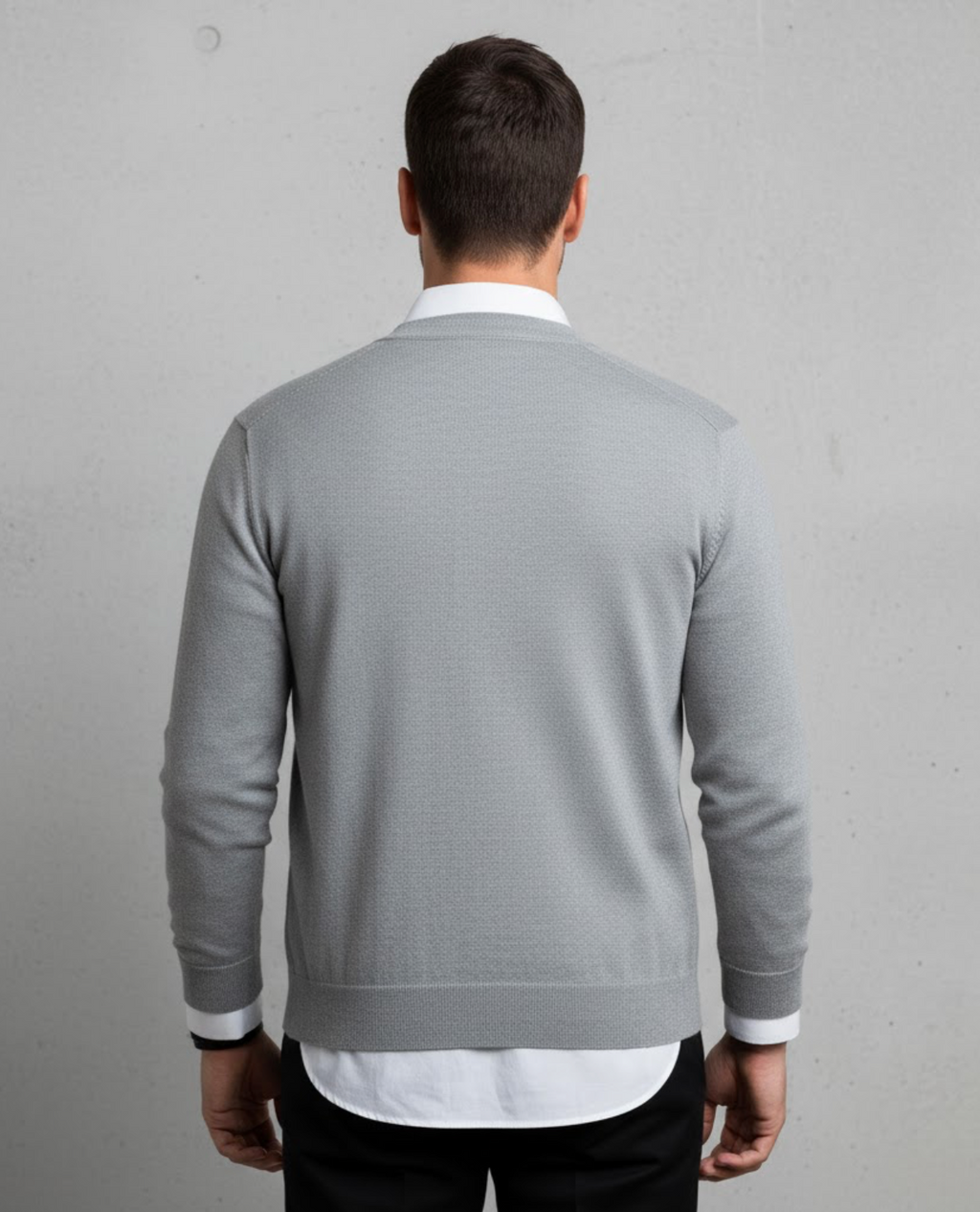 Męski sweter z dekoltem w serek, zapięciem na guziki z przodu i kieszeniami - J&B; - 2 - Livia-Moda