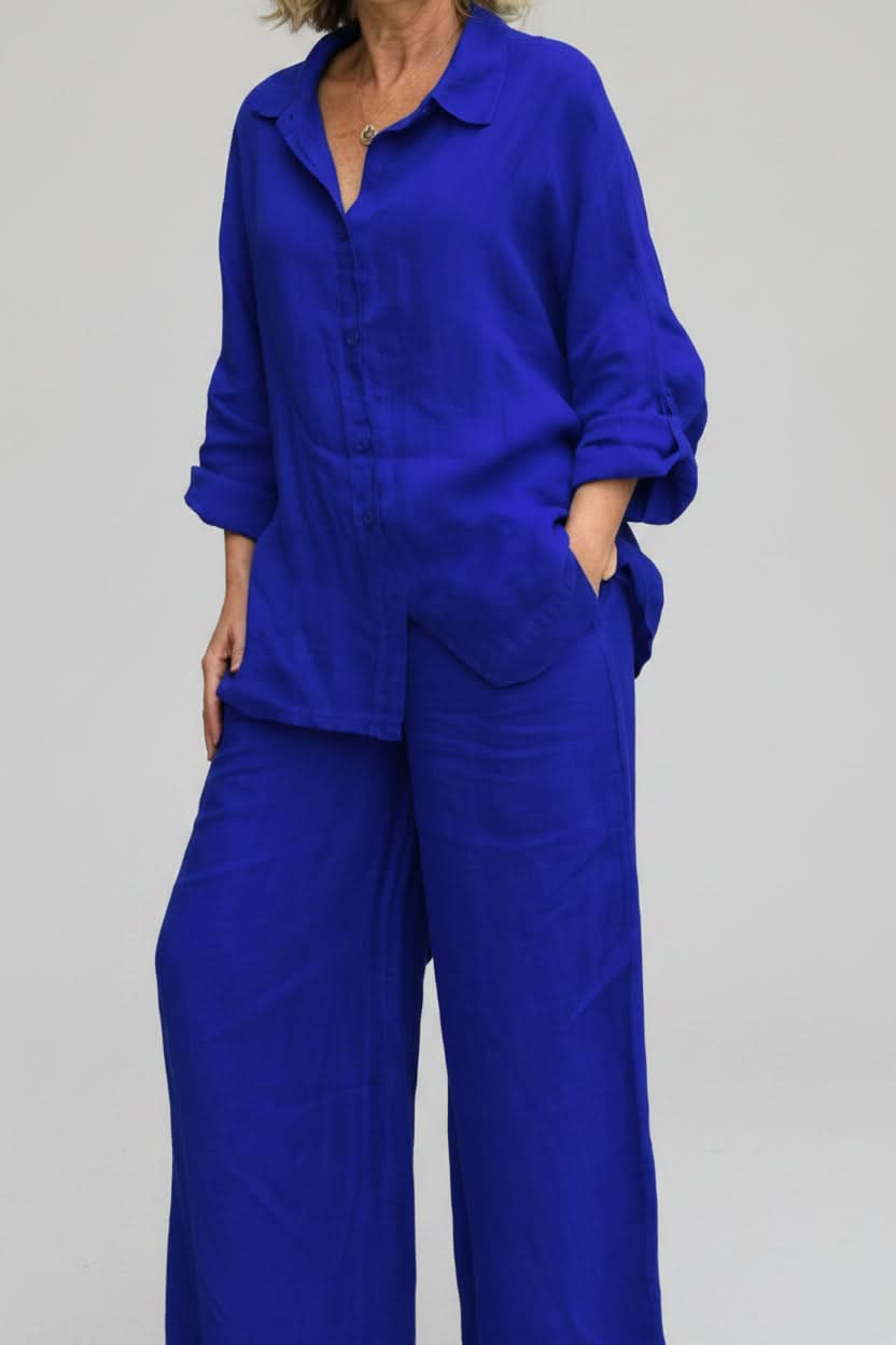Two-Piece Set Women's Relaxed Fit with Wide-Leg Pants - Image 5