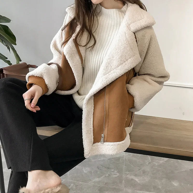 Jacket Women's Oversized Style with Cozy Fleece Lining - Image 2