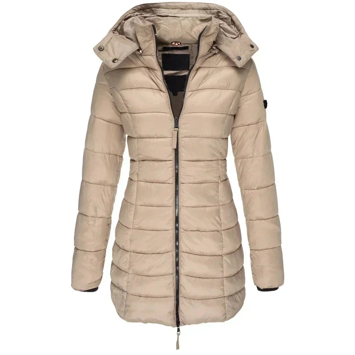 Puffer Jacket Women's Longline with Hood and Zip Closure - Image 6