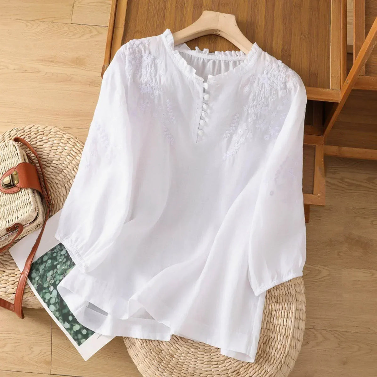 Nele – Embroidered Button-Front Blouse - Image 3