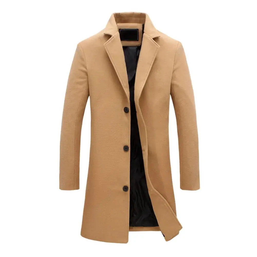 Męski płaszcz zimowy o kroju Tailored Fit z opadającym klapą i zapięciem na guziki - J&B; - 2 - Livia-Moda