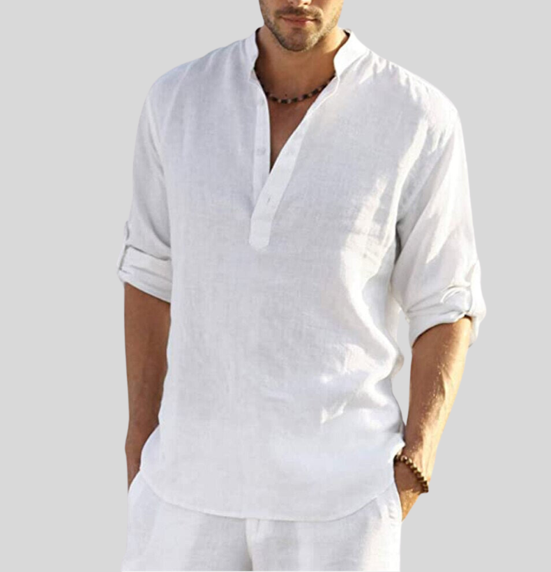 Sven – Long Sleeve Stand Collar Shirt - Image 1