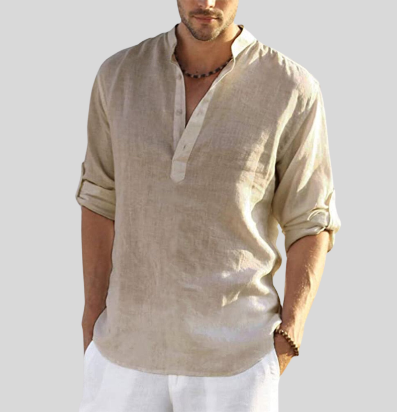 Sven – Long Sleeve Stand Collar Shirt - Image 2