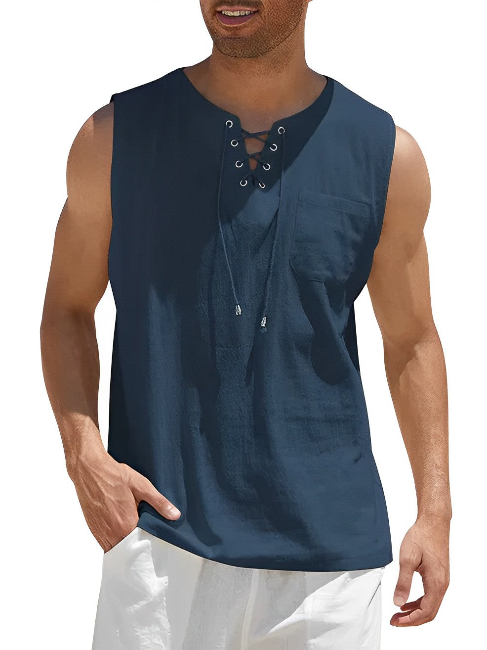 Sznurowany tank top męski na lato – Zdjęcie 8