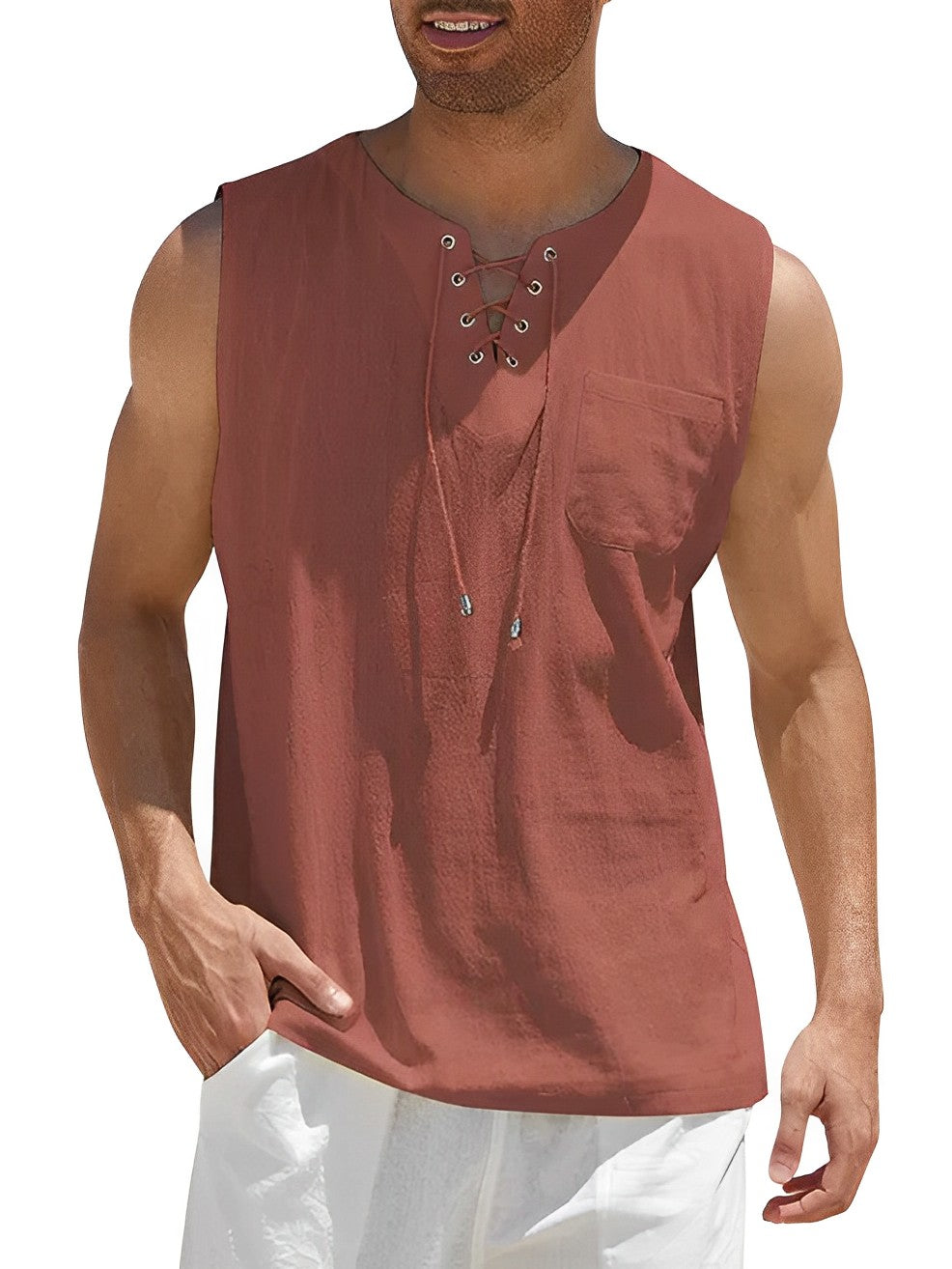 Sznurowany tank top męski na lato – Zdjęcie 6