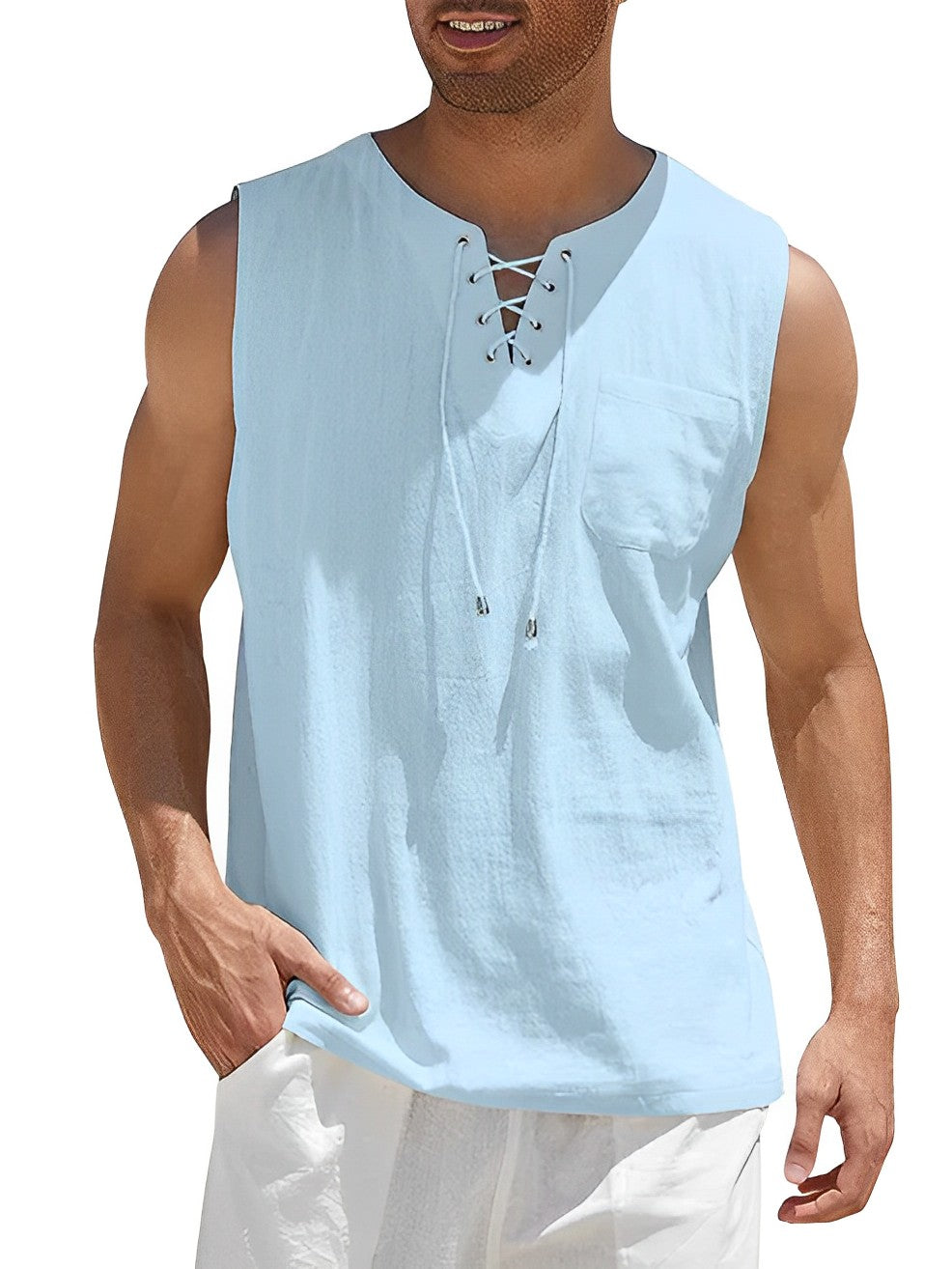 Sznurowany tank top męski na lato – Zdjęcie 3