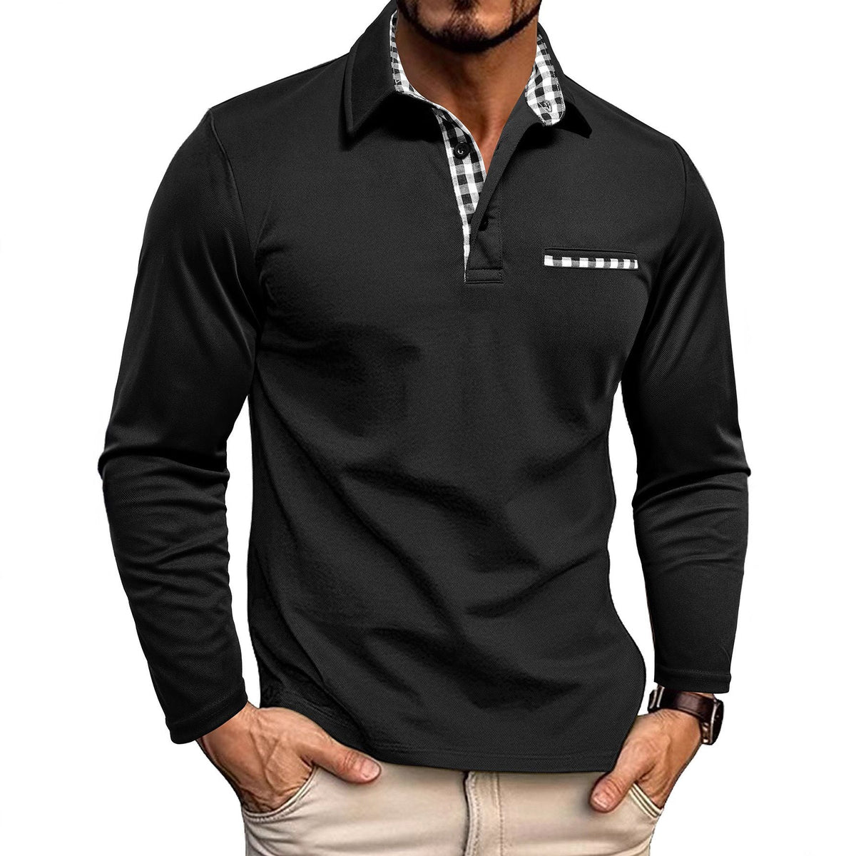 Henry – Elegancka koszulka polo z kontrastowym kołnierzem dla mężczyzn