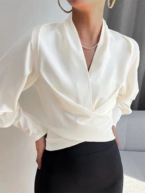 Mila – Elegant Wrap Blouse for Women - Image 1
