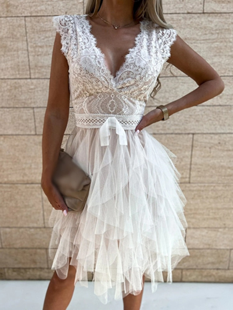 Anna – Elegant  Cocktail Tiered Dress - Image 4