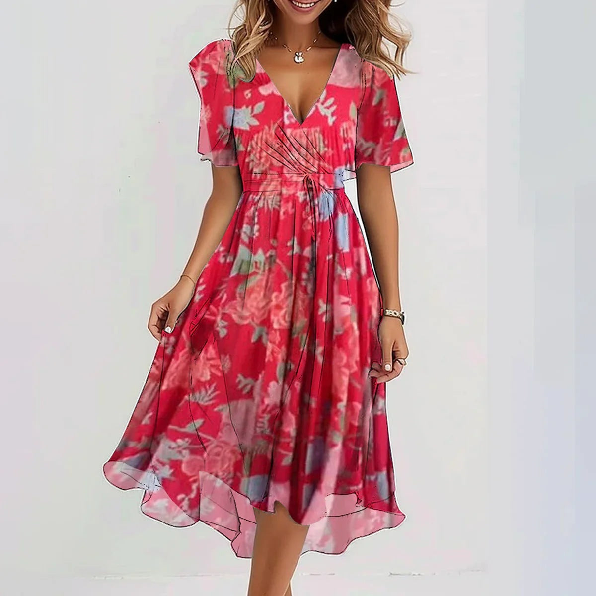 Bella – Elegant V-Neck Dress - Image 4