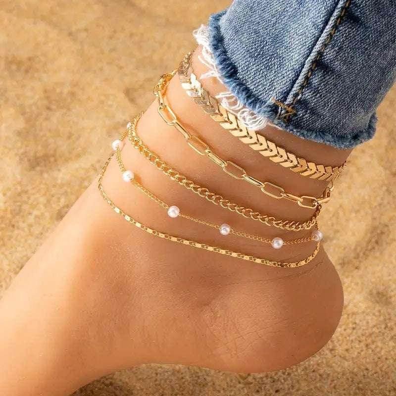Alexandra – Elegant Anklet 5 piece Set - Image 5