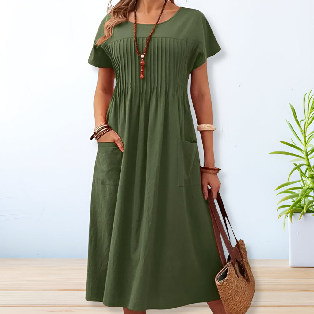 Mara – Relaxed Fit Pleated Day Dress - Image 1