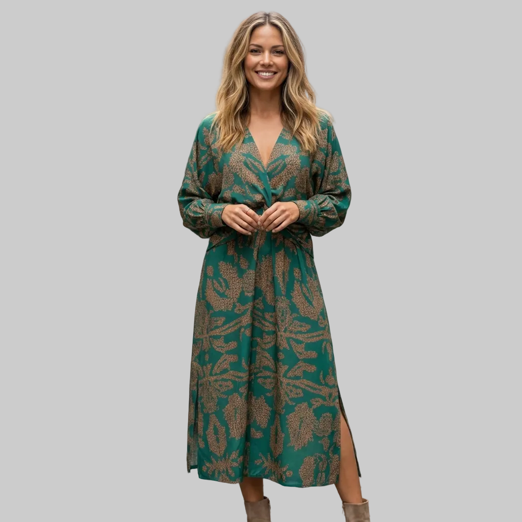 Charlotte – Elegant Floral Twist Dress for Women - Image 1