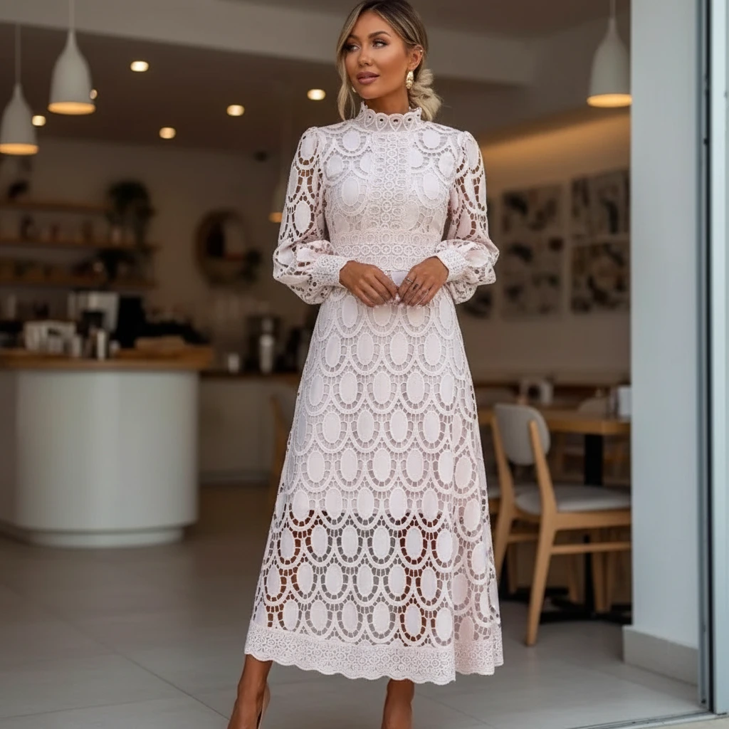 Lisa – Elegant Celestial Lace Dress for Women - Image 1