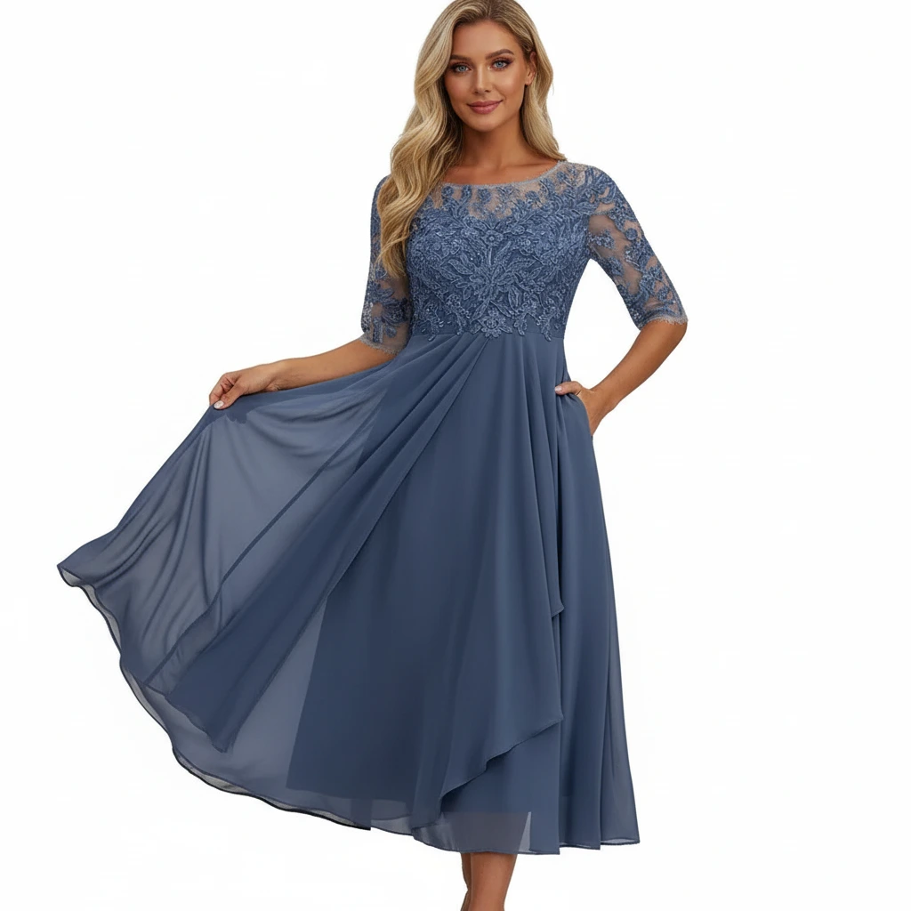 Luisa – Elegant Lace Bodice Dress for Women - Image 1