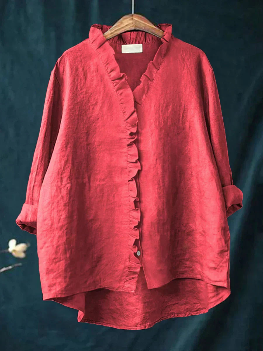 Maja – Ruffle V-Neck Blouse - Image 1