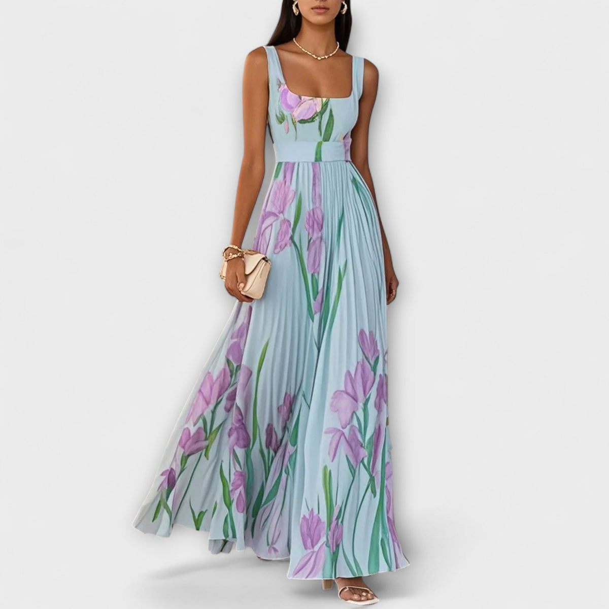 Karin – Women Floral Print Pleated  Dress - Image 5