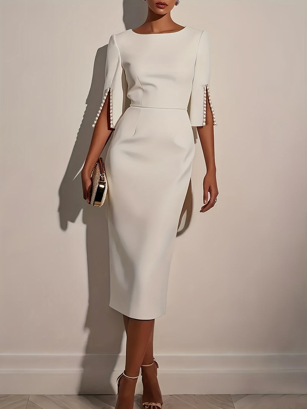 Annemarie – Women Elegant With a Slit Midi  Dress - Image 1