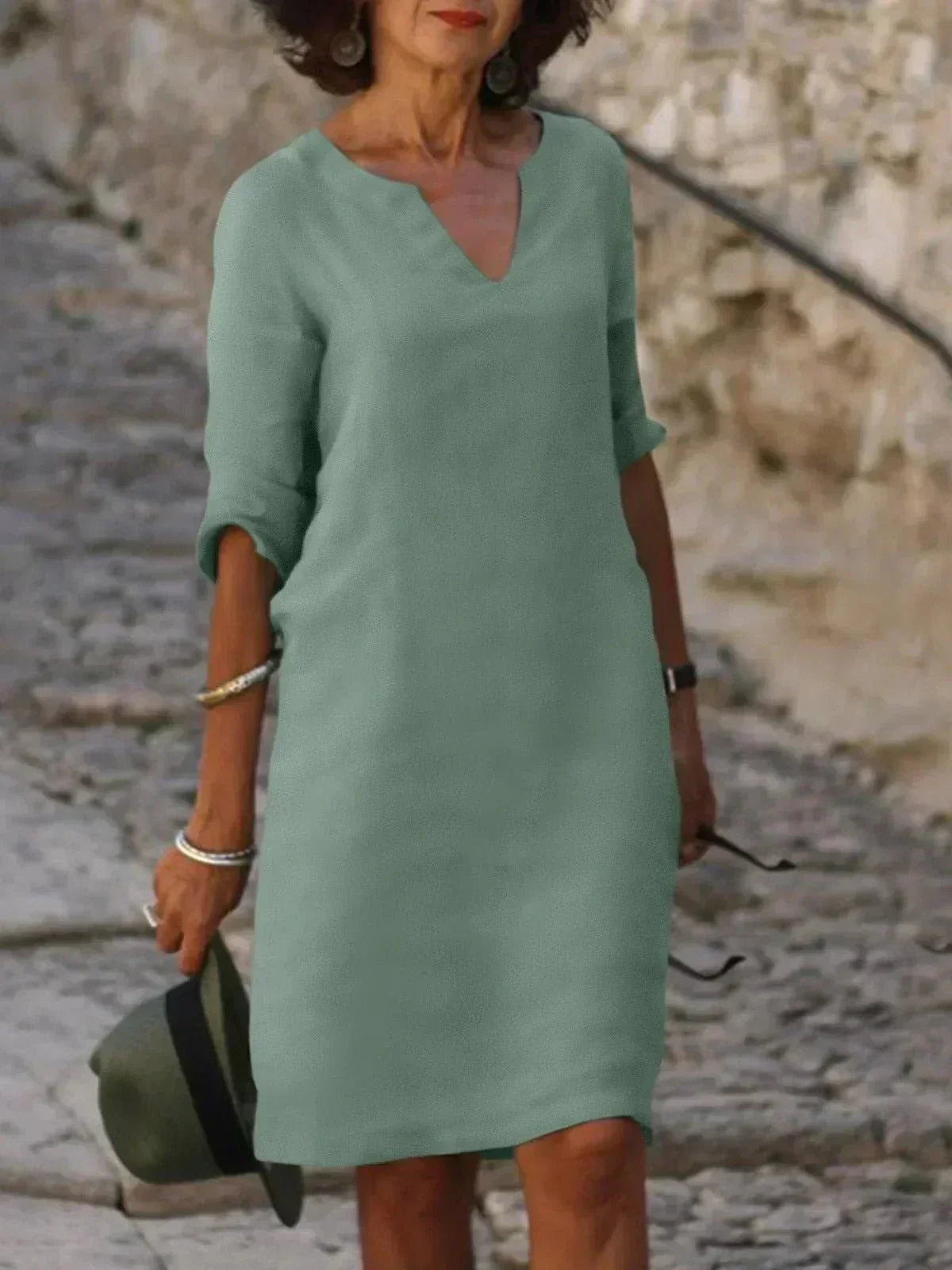 Chloe – Effortless V-Neck Midi Dress for Women - Image 6