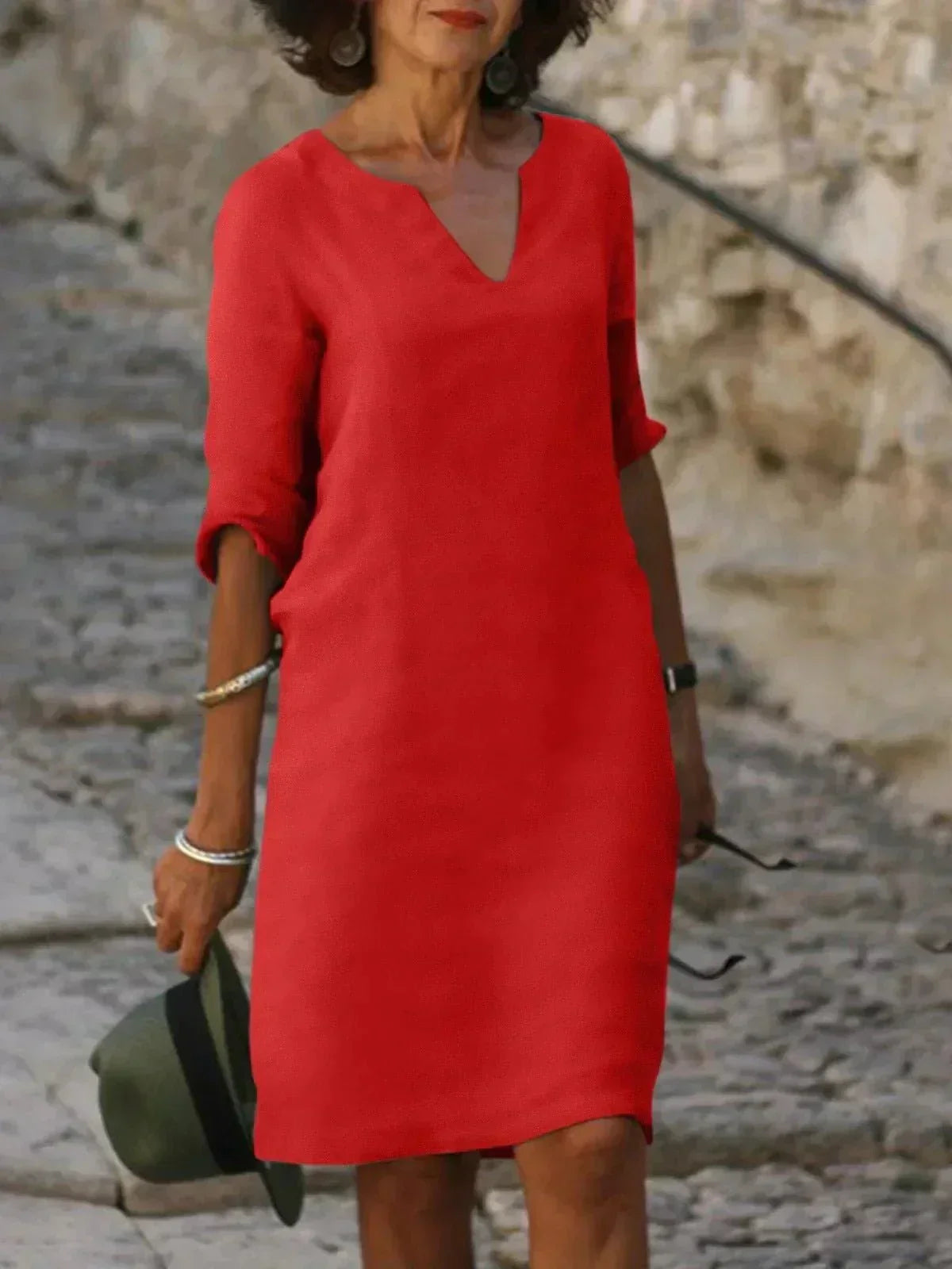 Chloe – Effortless V-Neck Midi Dress for Women - Image 8