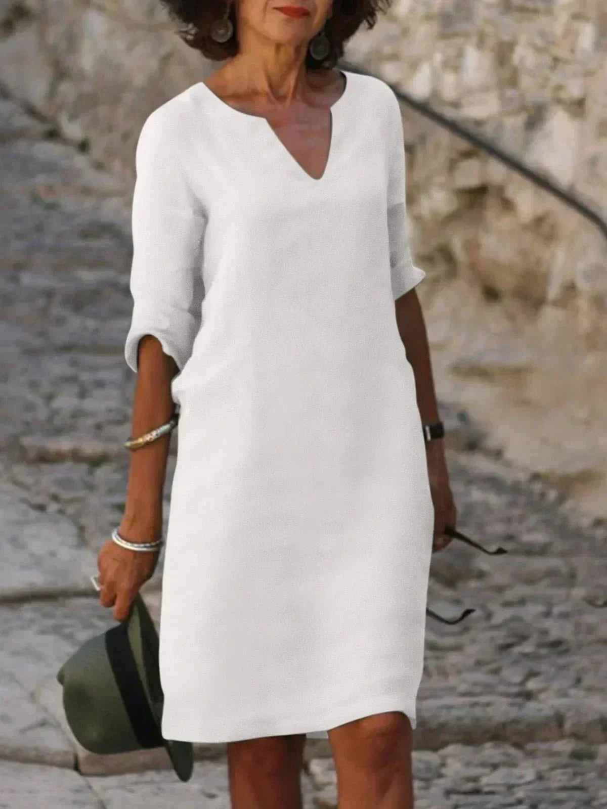 Chloe – Effortless V-Neck Midi Dress for Women - Image 9