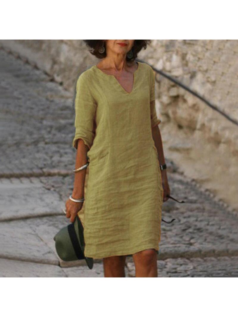 Chloe – Effortless V-Neck Midi Dress for Women - Image 13