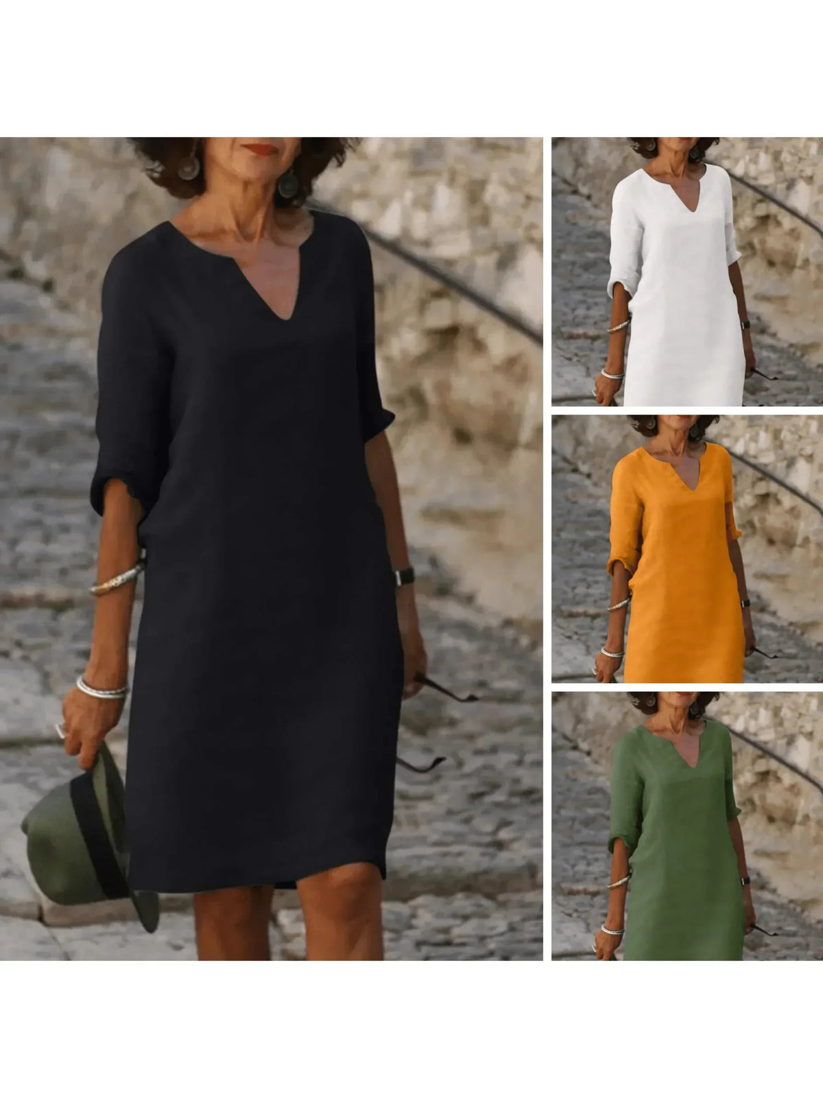 Chloe – Effortless V-Neck Midi Dress for Women - Image 14