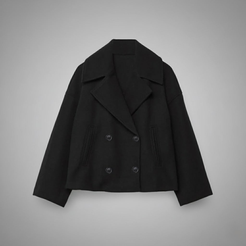 Clara – Damski elegancki płaszcz dwurzędowy o minimalistycznym