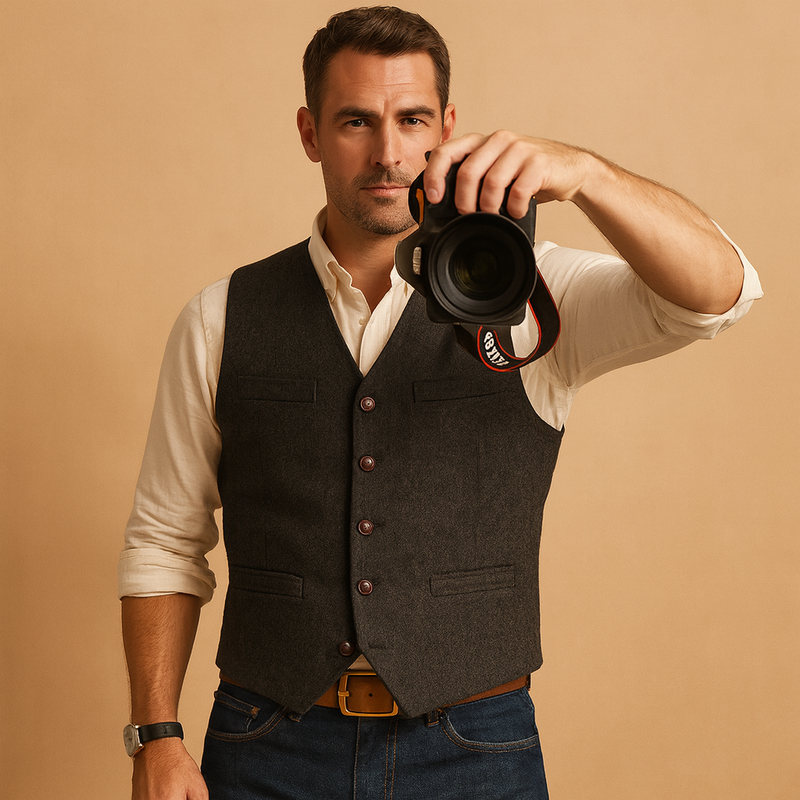 James – Męska elegancka kamizelka tweedowa o klasycznym kroju