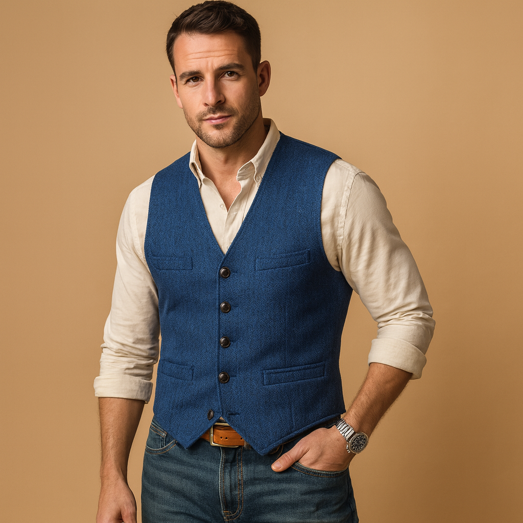 James – Męska elegancka kamizelka tweedowa o klasycznym kroju