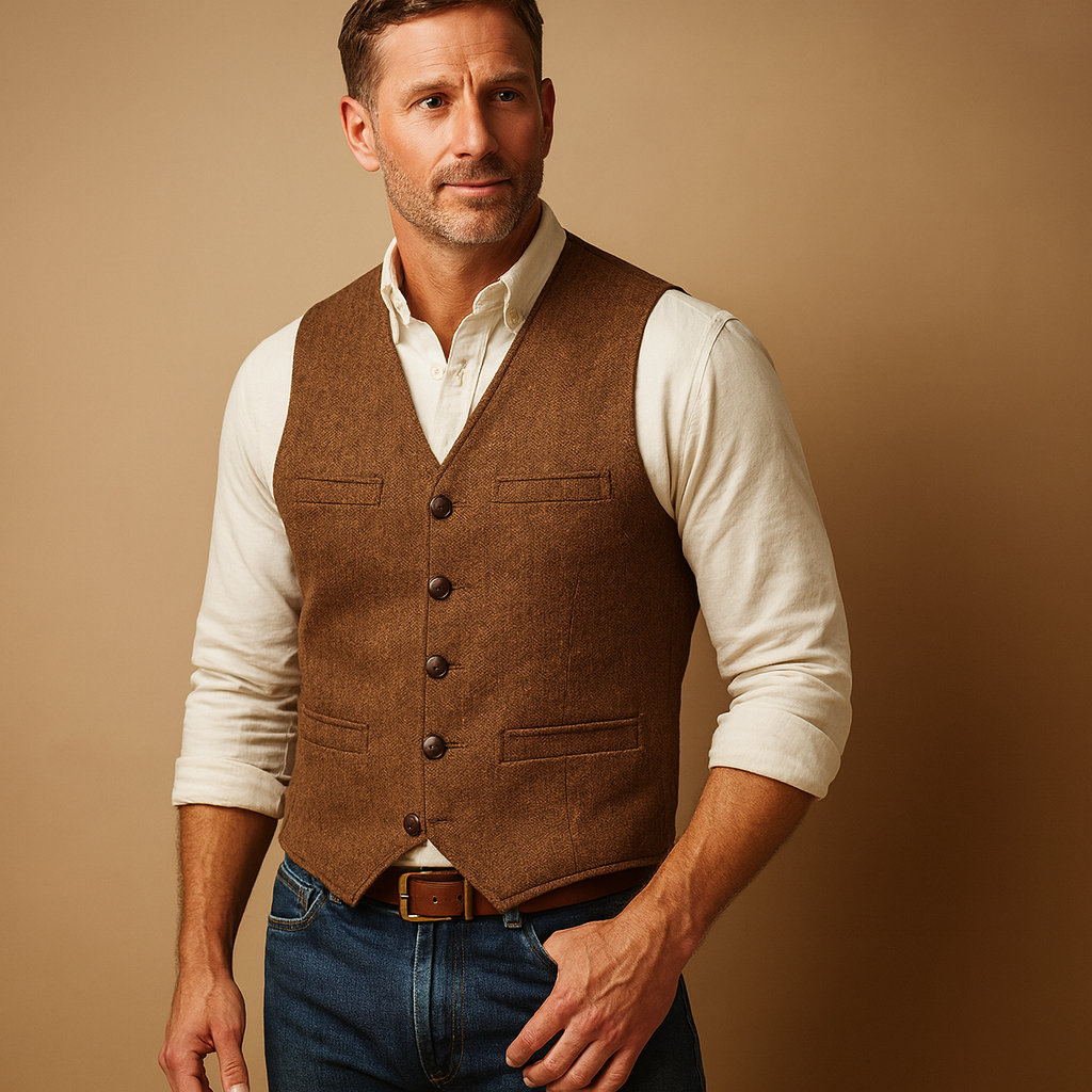 James – Męska elegancka kamizelka tweedowa o klasycznym kroju