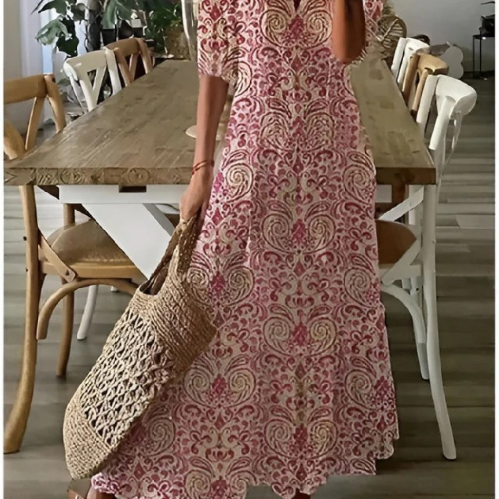 Maxi Dress Women with V-Neck and Short Sleeves  - Image 5