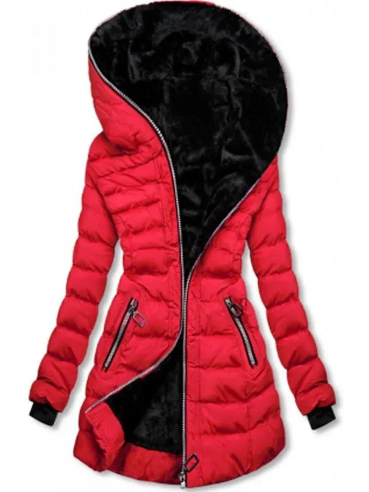 Damen Daunenjacke mit praktischer Kapuze und Reißverschluss - J&B - 3 - Atelier-Zofia