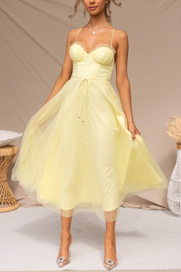 Midi Dress Women with Sweetheart Neckline and Flowy Skirt - Image 14