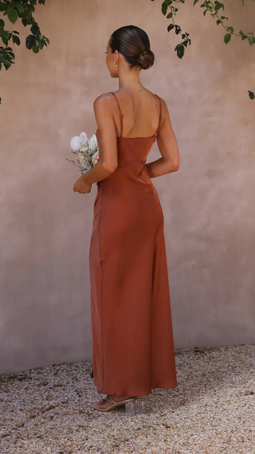 Maxi Dress Women's Elegant Draped Silhouette with Side Slit - Image 2