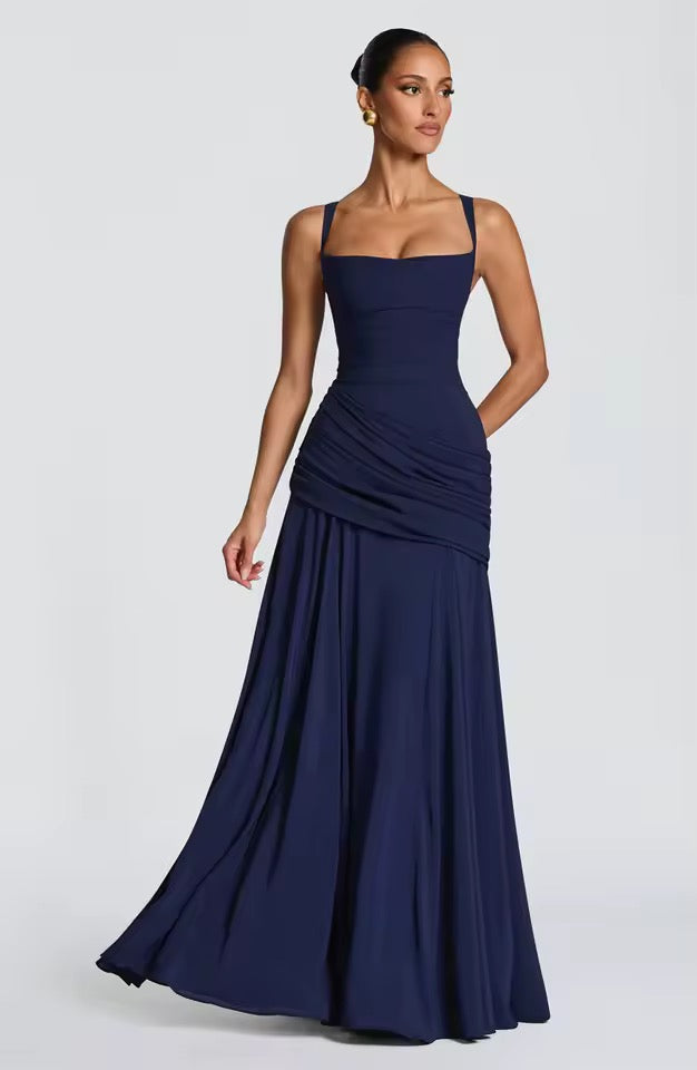 Maxi Dress Women with Structured Bodice and Flowing Skirt - Image 8