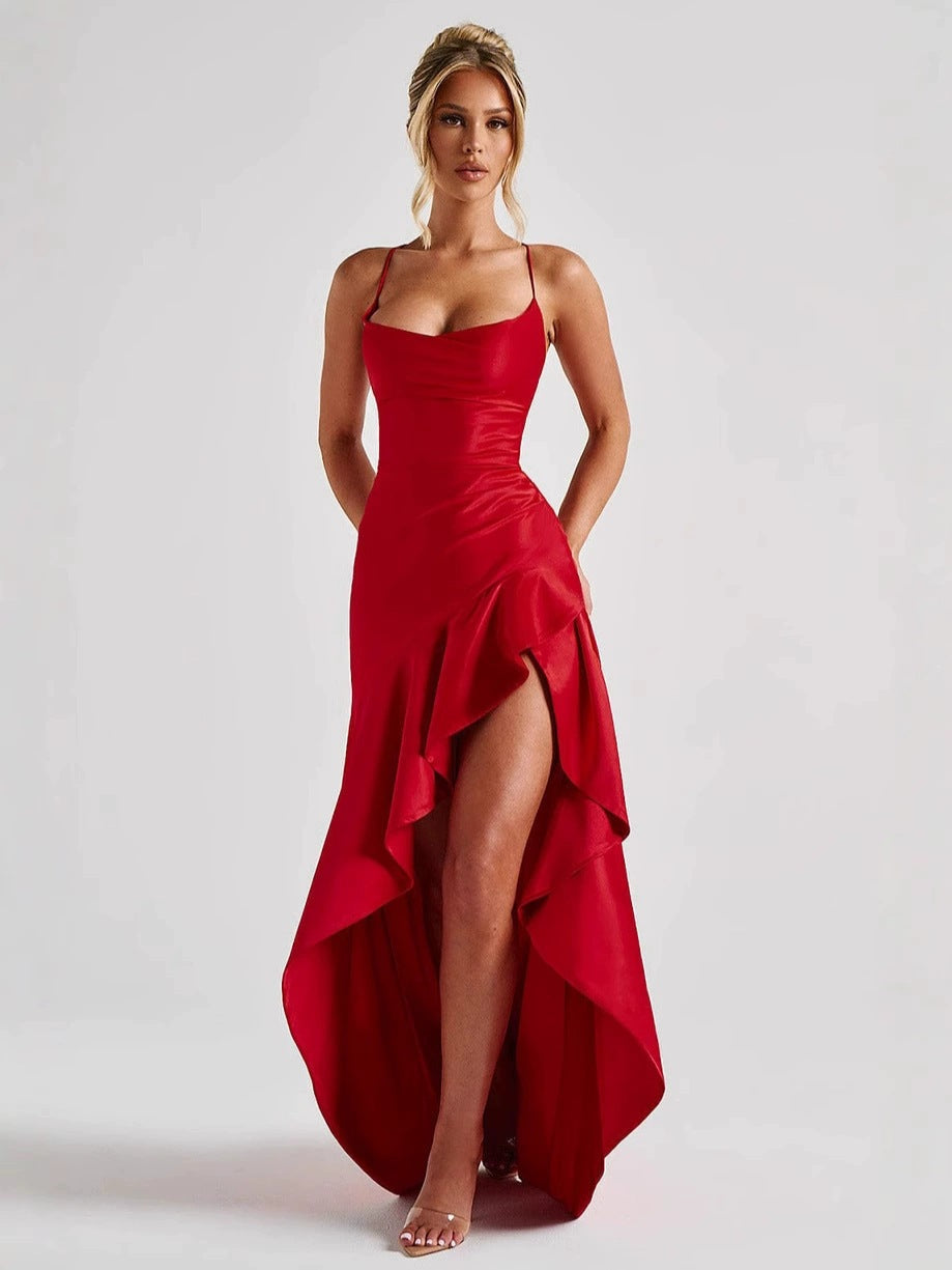 Maxi Dress Women's Elegant Silhouette with High Slit - Image 7