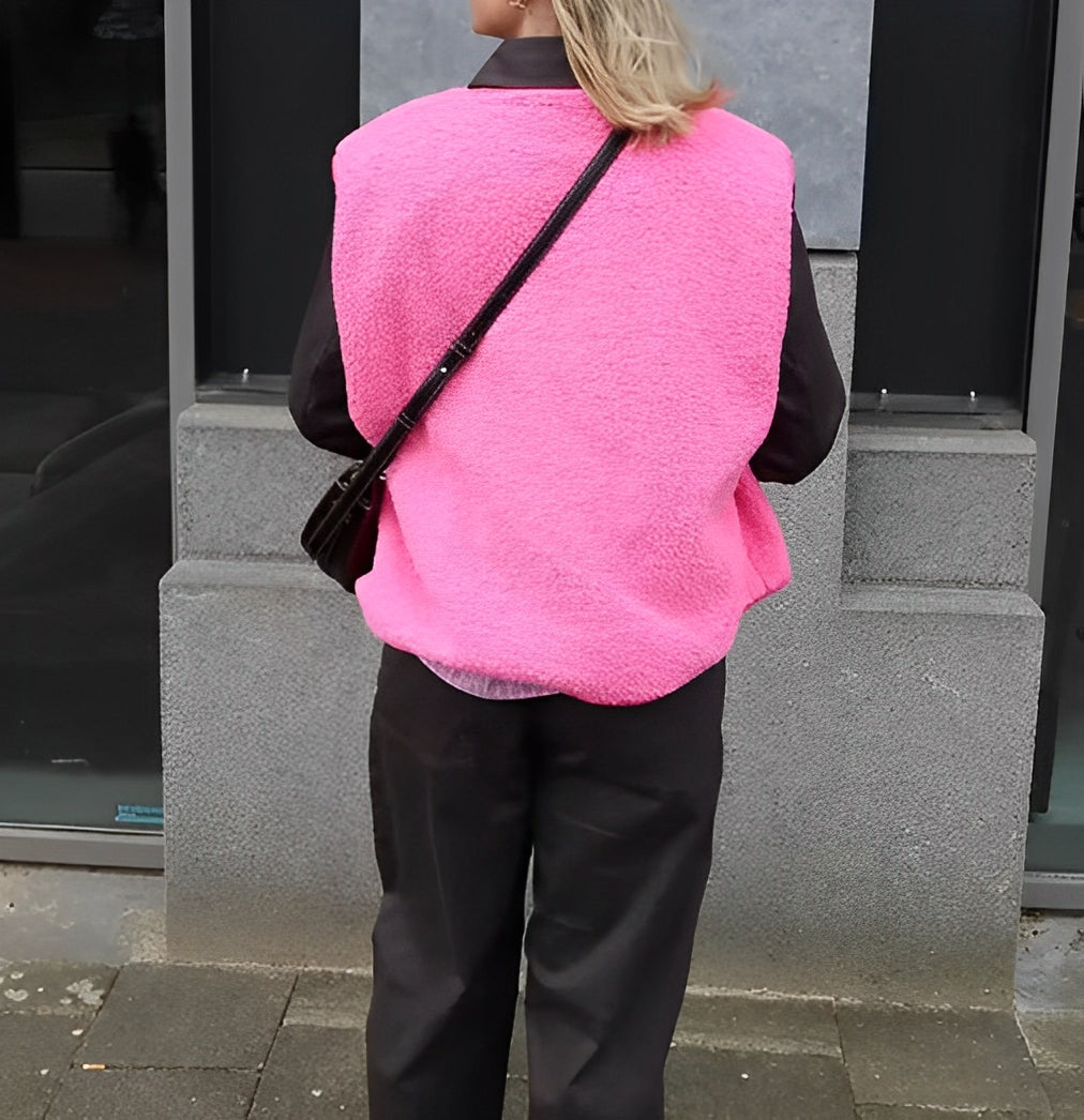 Lena – Damska Kamizelka z Miękkiego Baranka Oversize